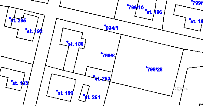 Parcela st. 799/8 v KÚ Habartice u Frýdlantu, Katastrální mapa