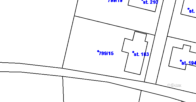 Parcela st. 799/15 v KÚ Habartice u Frýdlantu, Katastrální mapa