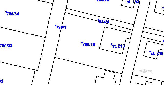 Parcela st. 799/19 v KÚ Habartice u Frýdlantu, Katastrální mapa
