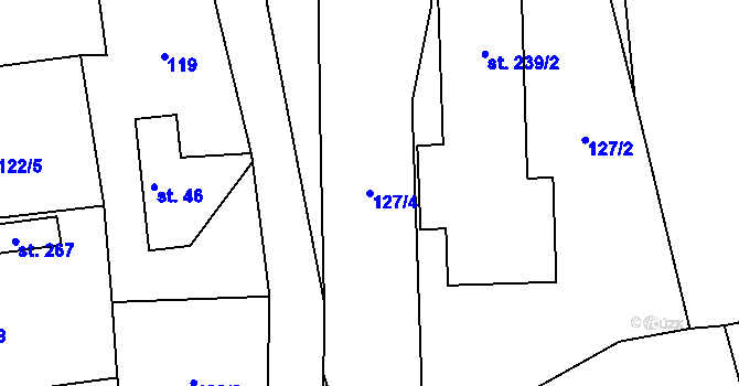 Parcela st. 127/4 v KÚ Habartice u Frýdlantu, Katastrální mapa