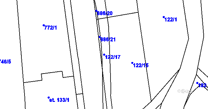 Parcela st. 122/17 v KÚ Habartice u Frýdlantu, Katastrální mapa