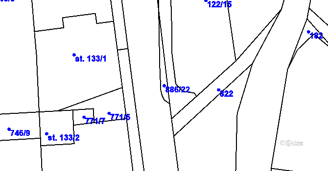 Parcela st. 886/22 v KÚ Habartice u Frýdlantu, Katastrální mapa