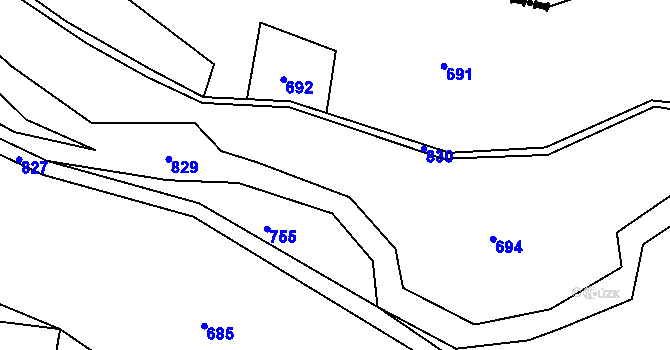 Parcela st. 13 v KÚ Háj u Habartic, Katastrální mapa