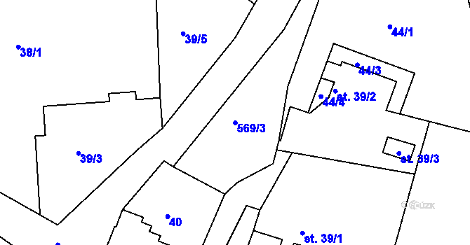 Parcela st. 569/3 v KÚ Háj u Habartic, Katastrální mapa