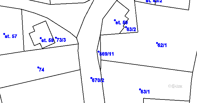Parcela st. 569/11 v KÚ Háj u Habartic, Katastrální mapa