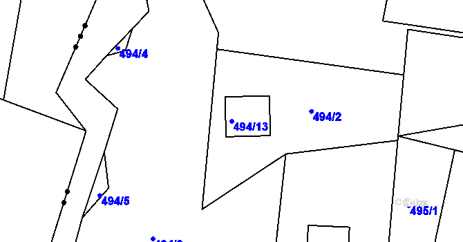 Parcela st. 494/13 v KÚ Habartov, Katastrální mapa