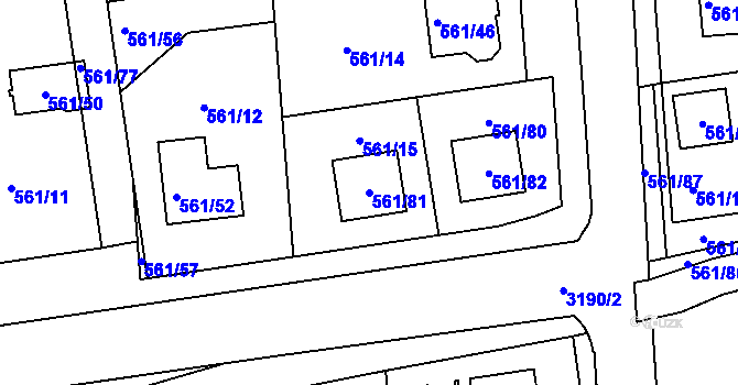 Parcela st. 561/81 v KÚ Habartov, Katastrální mapa