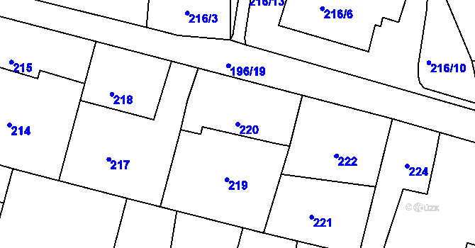 Parcela st. 220 v KÚ Habartov, Katastrální mapa