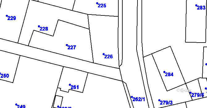 Parcela st. 226 v KÚ Habartov, Katastrální mapa