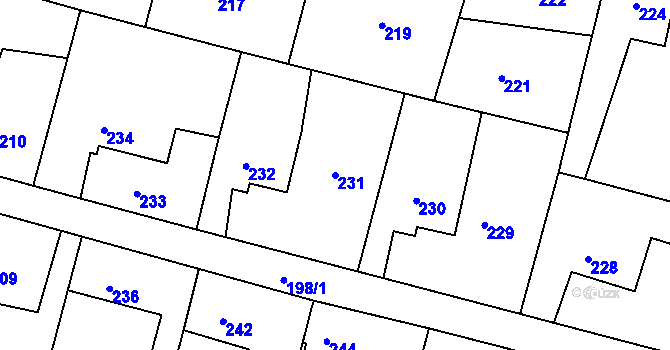 Parcela st. 231 v KÚ Habartov, Katastrální mapa