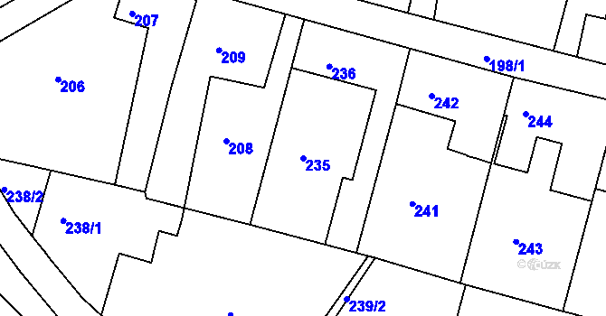 Parcela st. 235 v KÚ Habartov, Katastrální mapa
