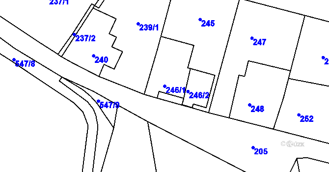Parcela st. 246/1 v KÚ Habartov, Katastrální mapa