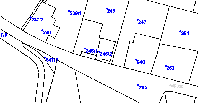 Parcela st. 246/2 v KÚ Habartov, Katastrální mapa