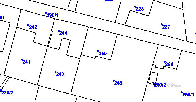 Parcela st. 250 v KÚ Habartov, Katastrální mapa