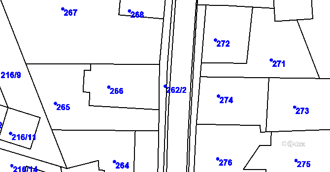 Parcela st. 262/2 v KÚ Habartov, Katastrální mapa