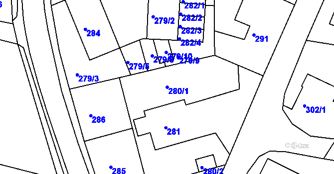 Parcela st. 280/1 v KÚ Habartov, Katastrální mapa