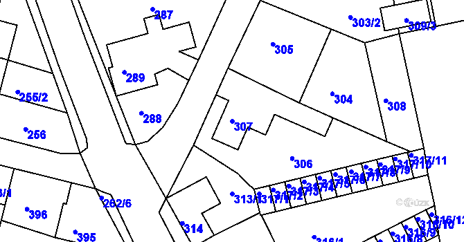 Parcela st. 307 v KÚ Habartov, Katastrální mapa