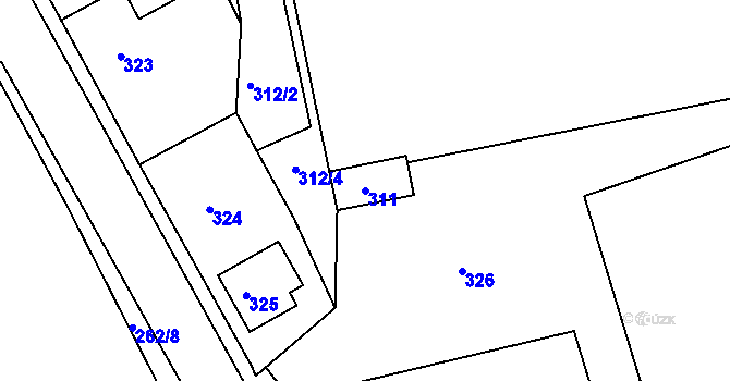 Parcela st. 311 v KÚ Habartov, Katastrální mapa