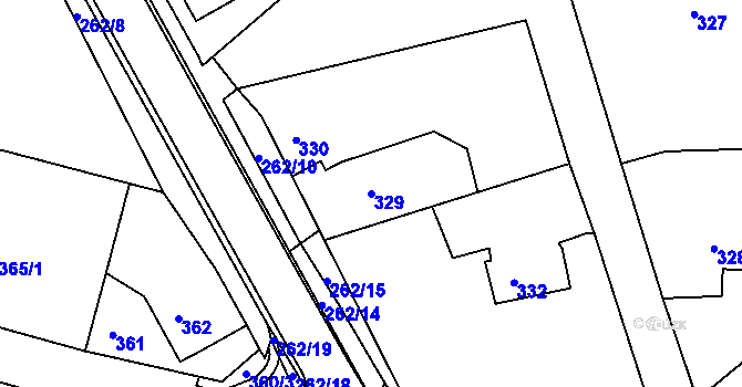 Parcela st. 329 v KÚ Habartov, Katastrální mapa