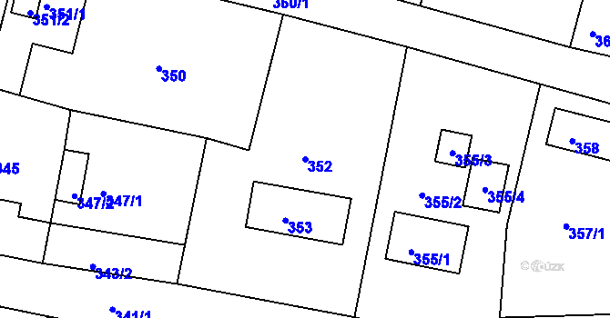 Parcela st. 352 v KÚ Habartov, Katastrální mapa