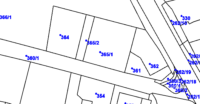 Parcela st. 365/1 v KÚ Habartov, Katastrální mapa