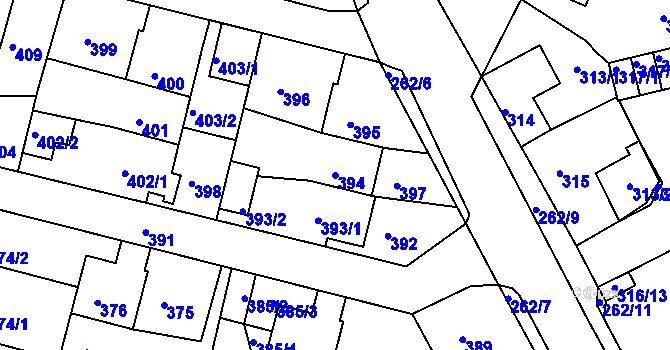 Parcela st. 394 v KÚ Habartov, Katastrální mapa