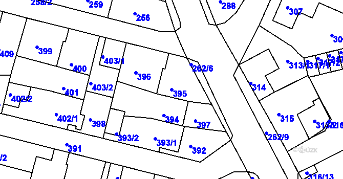 Parcela st. 395 v KÚ Habartov, Katastrální mapa