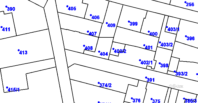 Parcela st. 404 v KÚ Habartov, Katastrální mapa