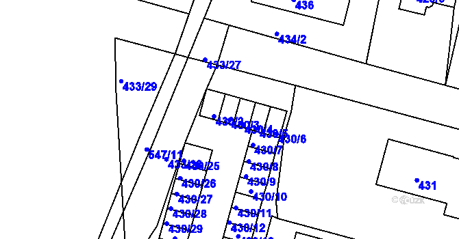 Parcela st. 430/3 v KÚ Habartov, Katastrální mapa