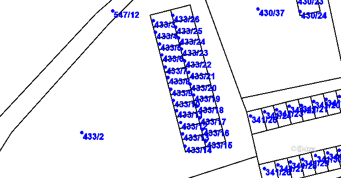 Parcela st. 433/9 v KÚ Habartov, Katastrální mapa