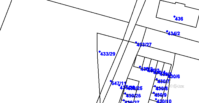 Parcela st. 433/29 v KÚ Habartov, Katastrální mapa