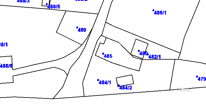 Parcela st. 485 v KÚ Habartov, Katastrální mapa