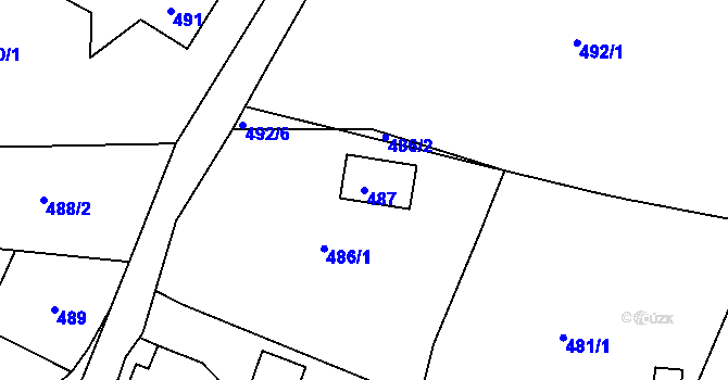 Parcela st. 487 v KÚ Habartov, Katastrální mapa