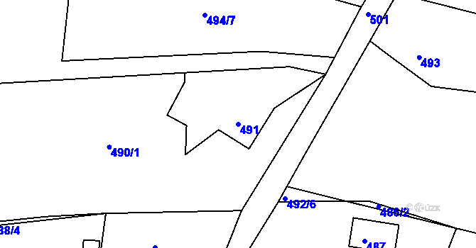 Parcela st. 491 v KÚ Habartov, Katastrální mapa