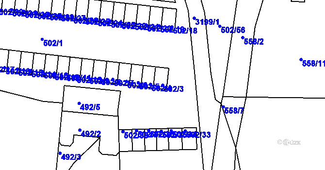 Parcela st. 502/3 v KÚ Habartov, Katastrální mapa