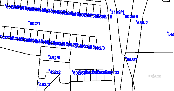 Parcela st. 502/4 v KÚ Habartov, Katastrální mapa