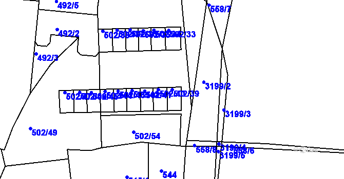 Parcela st. 502/39 v KÚ Habartov, Katastrální mapa