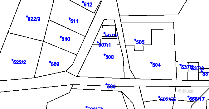 Parcela st. 508 v KÚ Habartov, Katastrální mapa