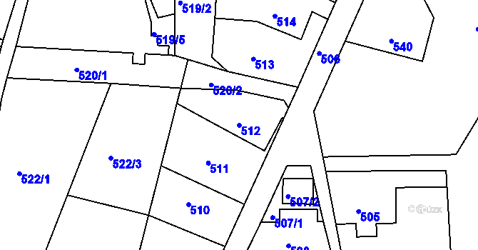 Parcela st. 512 v KÚ Habartov, Katastrální mapa