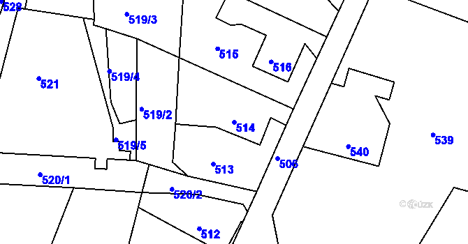 Parcela st. 514 v KÚ Habartov, Katastrální mapa