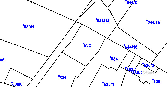 Parcela st. 532 v KÚ Habartov, Katastrální mapa