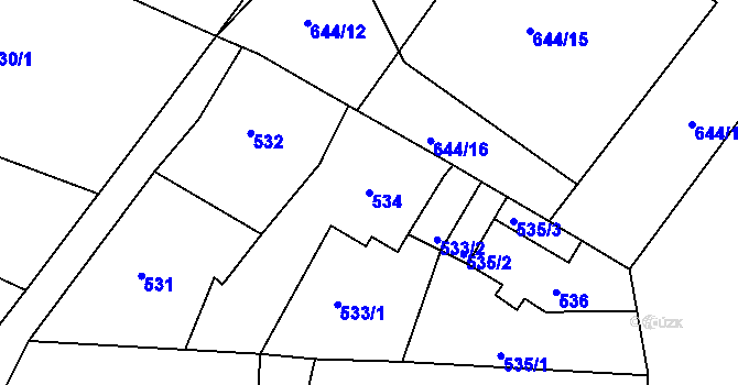 Parcela st. 534 v KÚ Habartov, Katastrální mapa