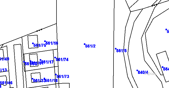 Parcela st. 561/2 v KÚ Habartov, Katastrální mapa