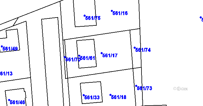 Parcela st. 561/17 v KÚ Habartov, Katastrální mapa