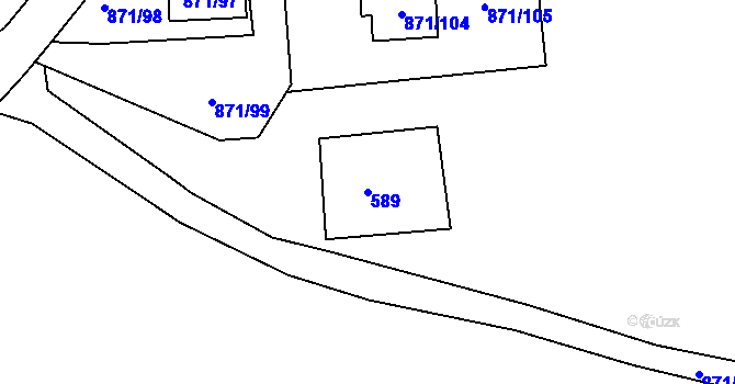 Parcela st. 589 v KÚ Habartov, Katastrální mapa