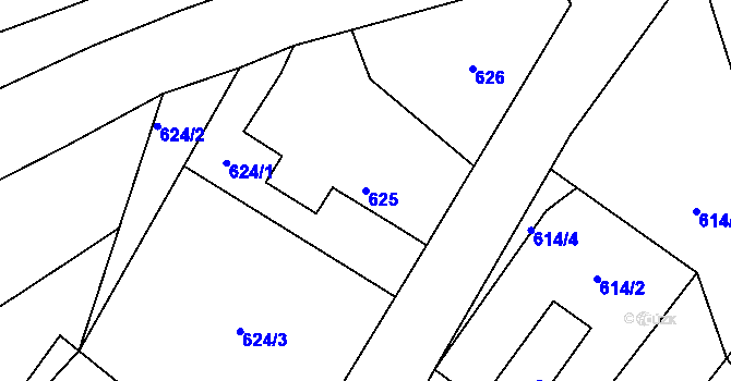 Parcela st. 625 v KÚ Habartov, Katastrální mapa