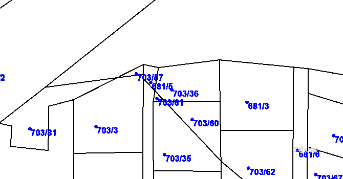 Parcela st. 703/36 v KÚ Habartov, Katastrální mapa