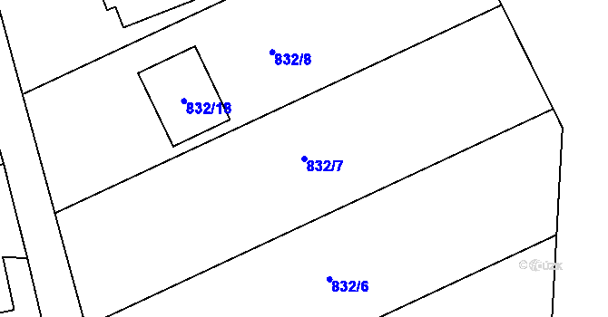 Parcela st. 832/7 v KÚ Habartov, Katastrální mapa