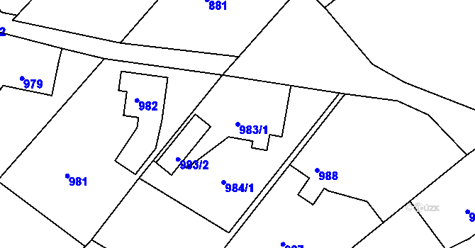 Parcela st. 983/1 v KÚ Habartov, Katastrální mapa
