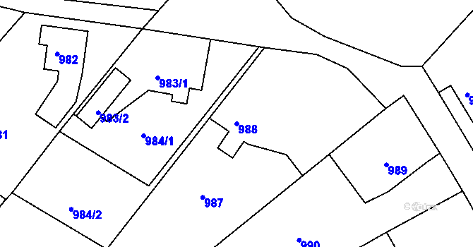 Parcela st. 988 v KÚ Habartov, Katastrální mapa